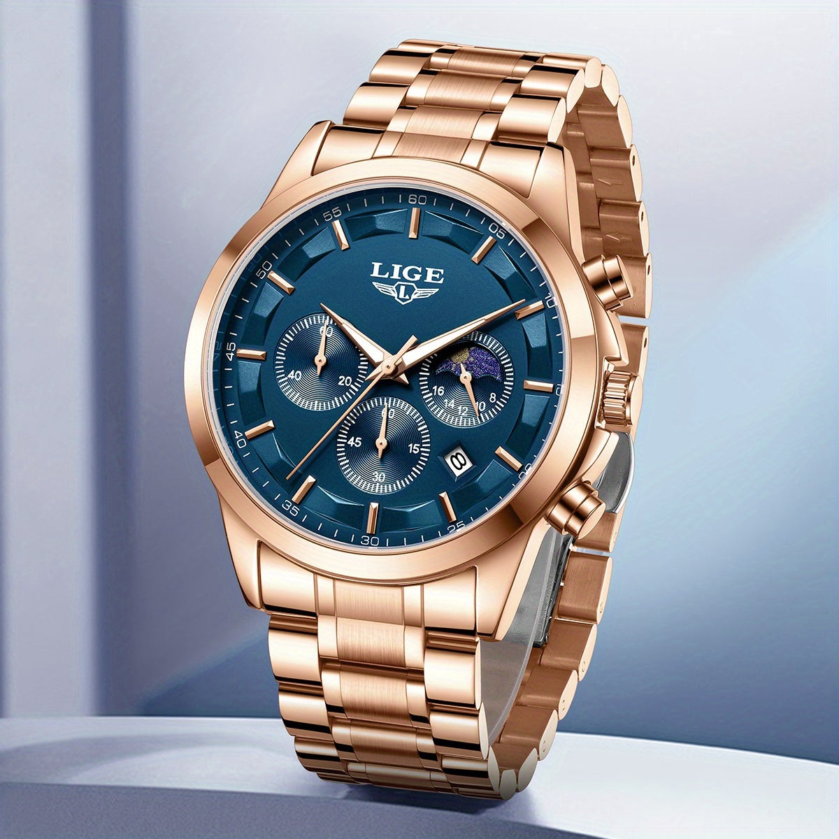 LIGE Luxury Analog Watch for Men and Women Stainless Steel