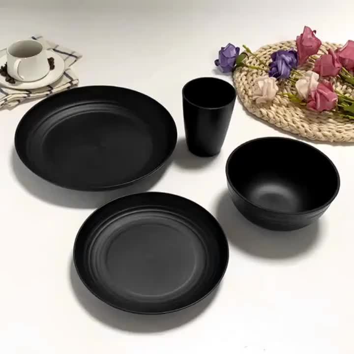 AYD Wheat Straw Dinnerware Set Service For 8 Dishwasher Safe