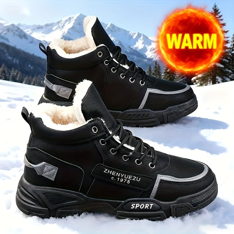 Zhenyuezu Winter High Top Fleece Lined Snow Boots Outdoor
