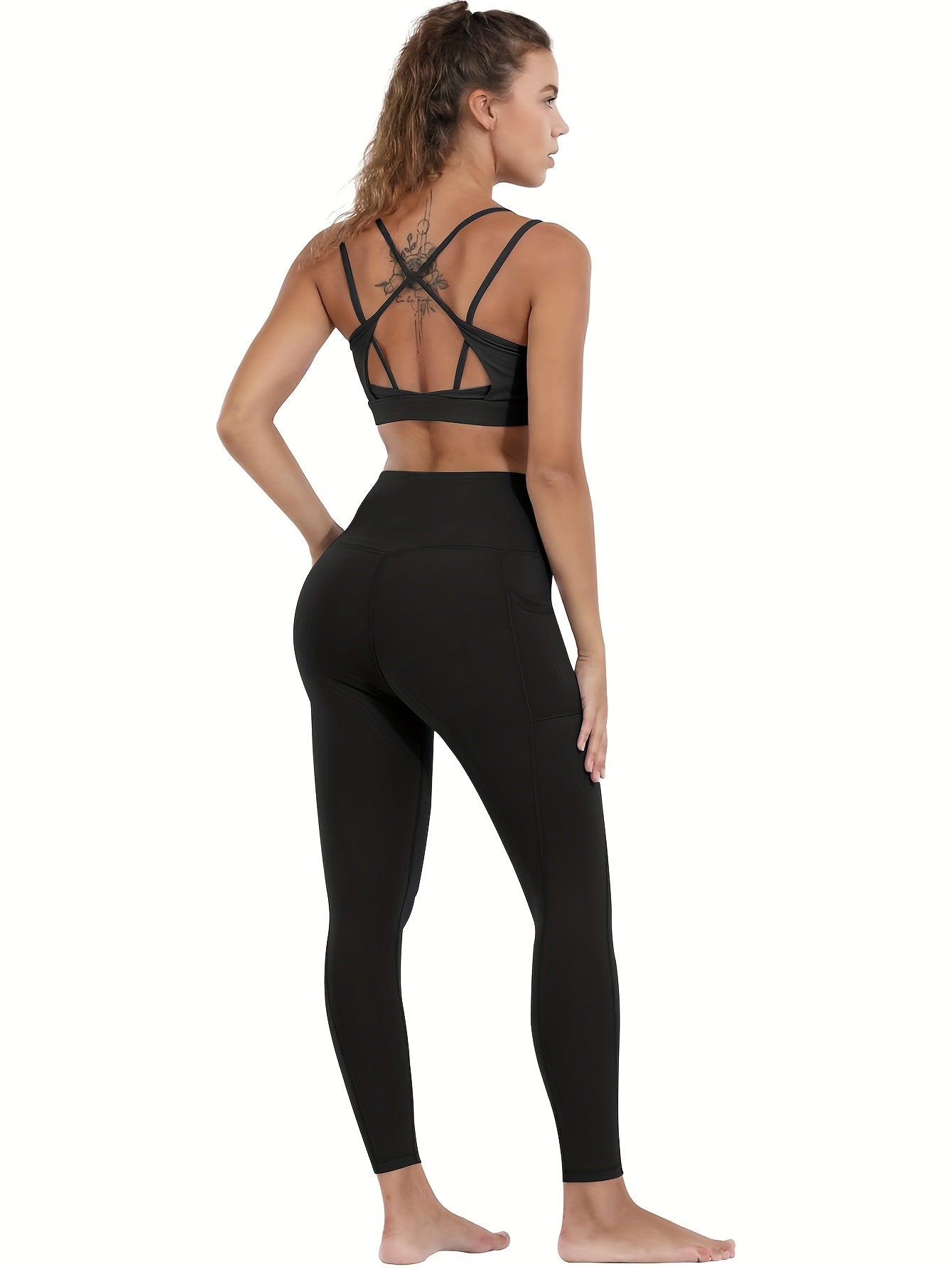 Women's Plus-Size High-Waisted Yoga Pants With Pockets