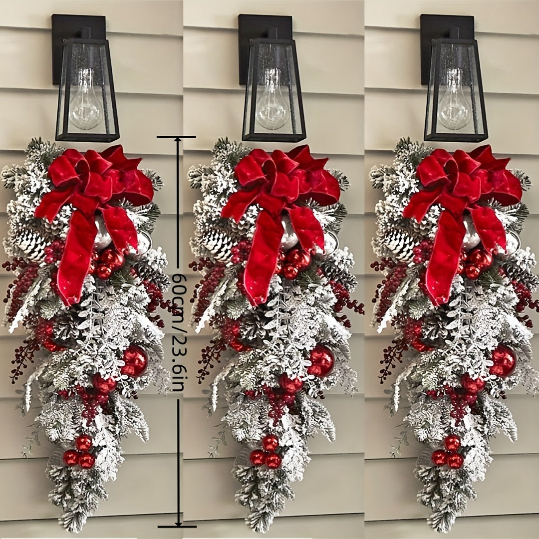 Artificial Christmas Teardrop Swags Wreath For Stair Railings