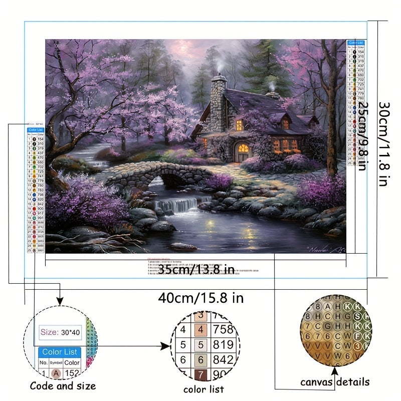 Round Diamond Painting Kit Landscape Wall Art For Beginners