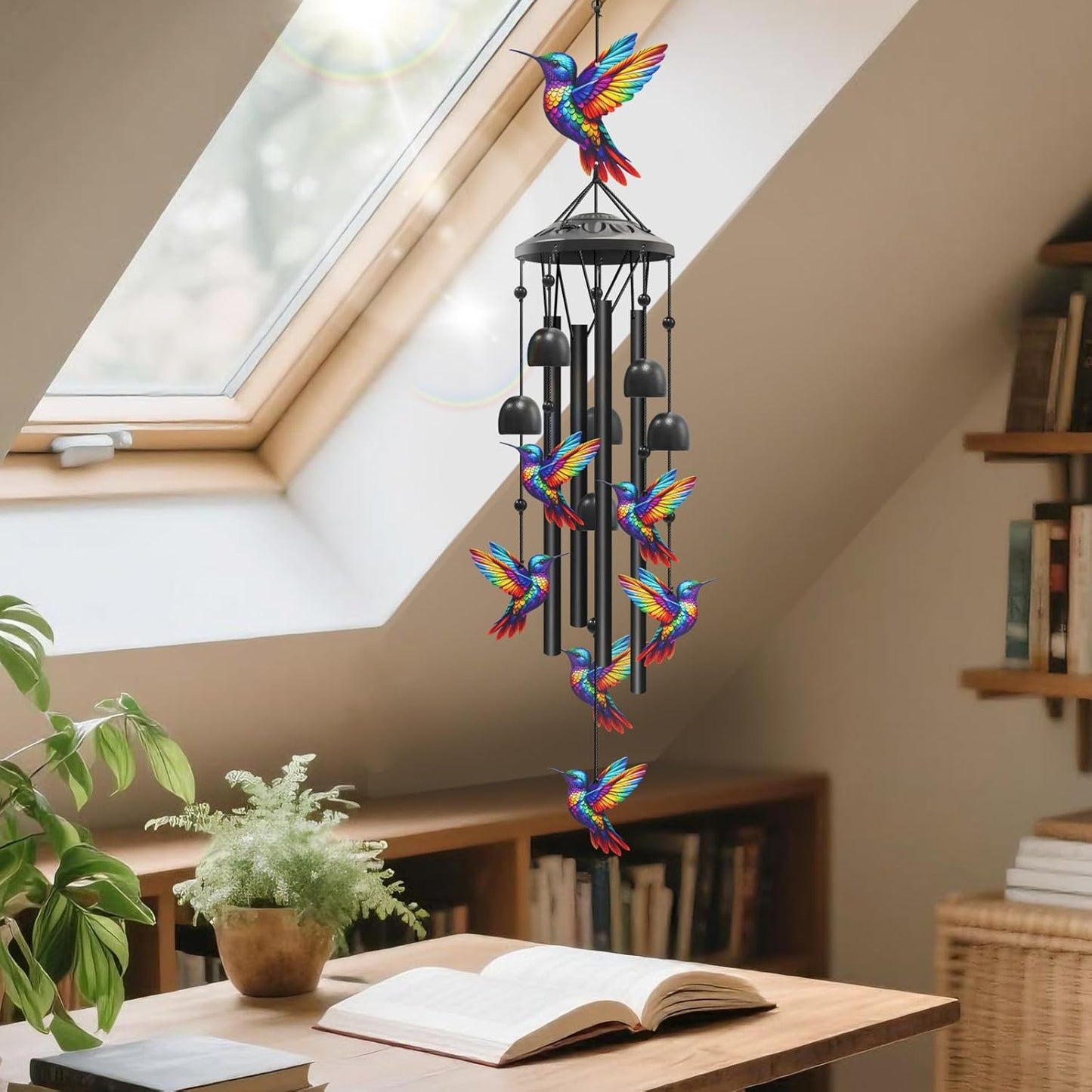 Hummingbird Wind Chimes Outdoor Metal Garden Decor