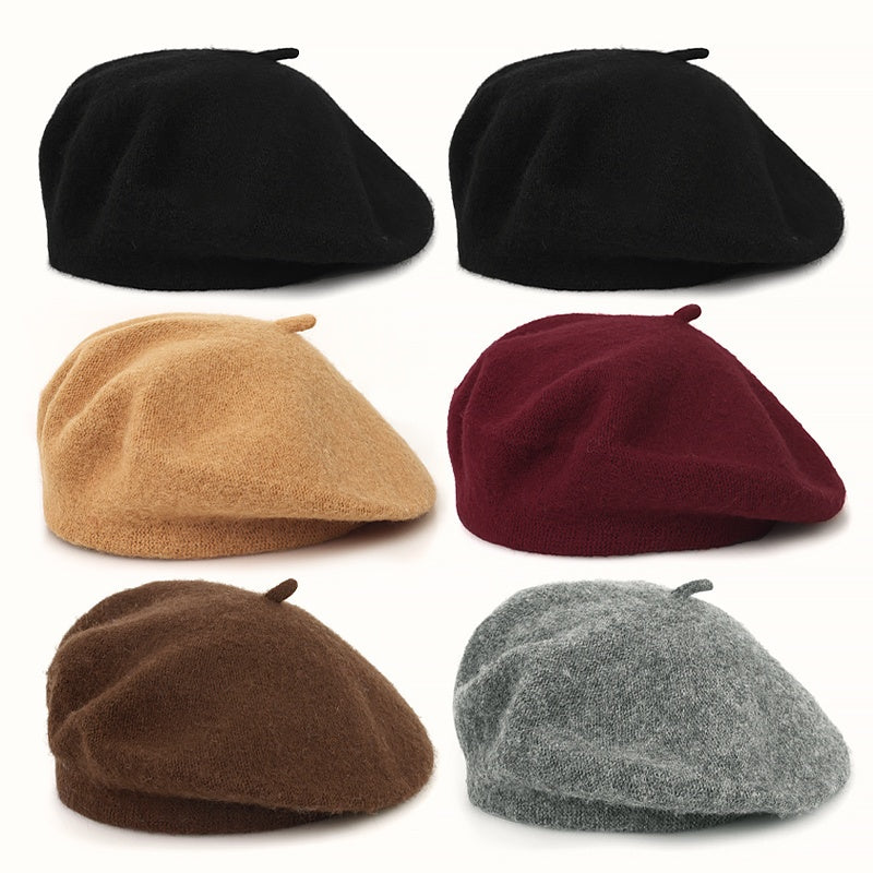 3pcs Women's Beret Hats - Soft Winter Warm Pure Brimless Caps, Non-Stretch Tight-Fit Suitable for Daily & Special Occasions, Hand Washable Cold Weather Hats in Beige/Black/Burgundy/Navy/Gray/Pink - Breathable Winter Hat Colle