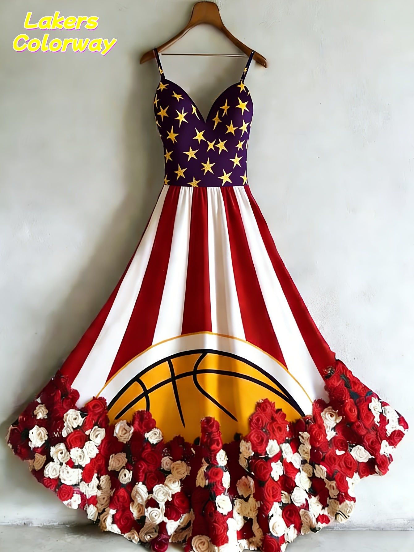 National Flag Maxi Dress A Line Sleeveless V Neck