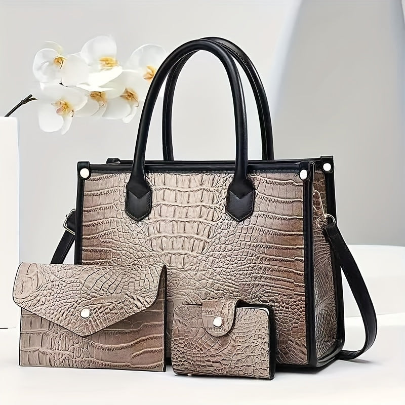Faux Leather Women's Bag Set Crossbody Shoulder Bag