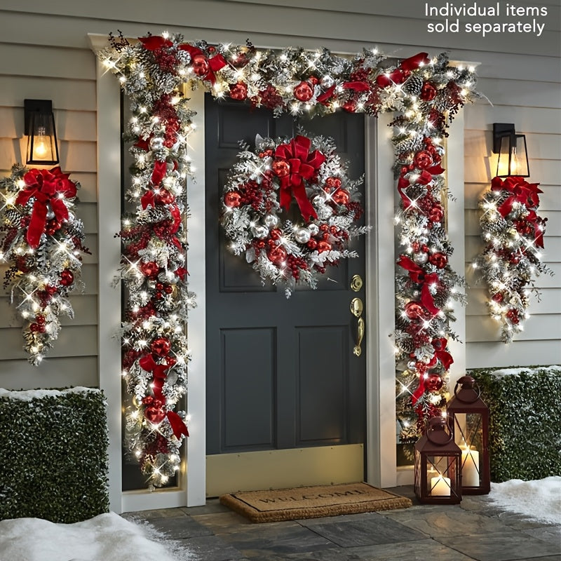 Artificial Christmas Teardrop Swags Wreath For Stair Railings