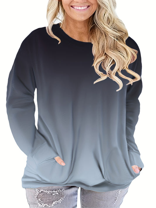 Long Sleeve Plus-Size Tops For Women Crew Neck Tunics