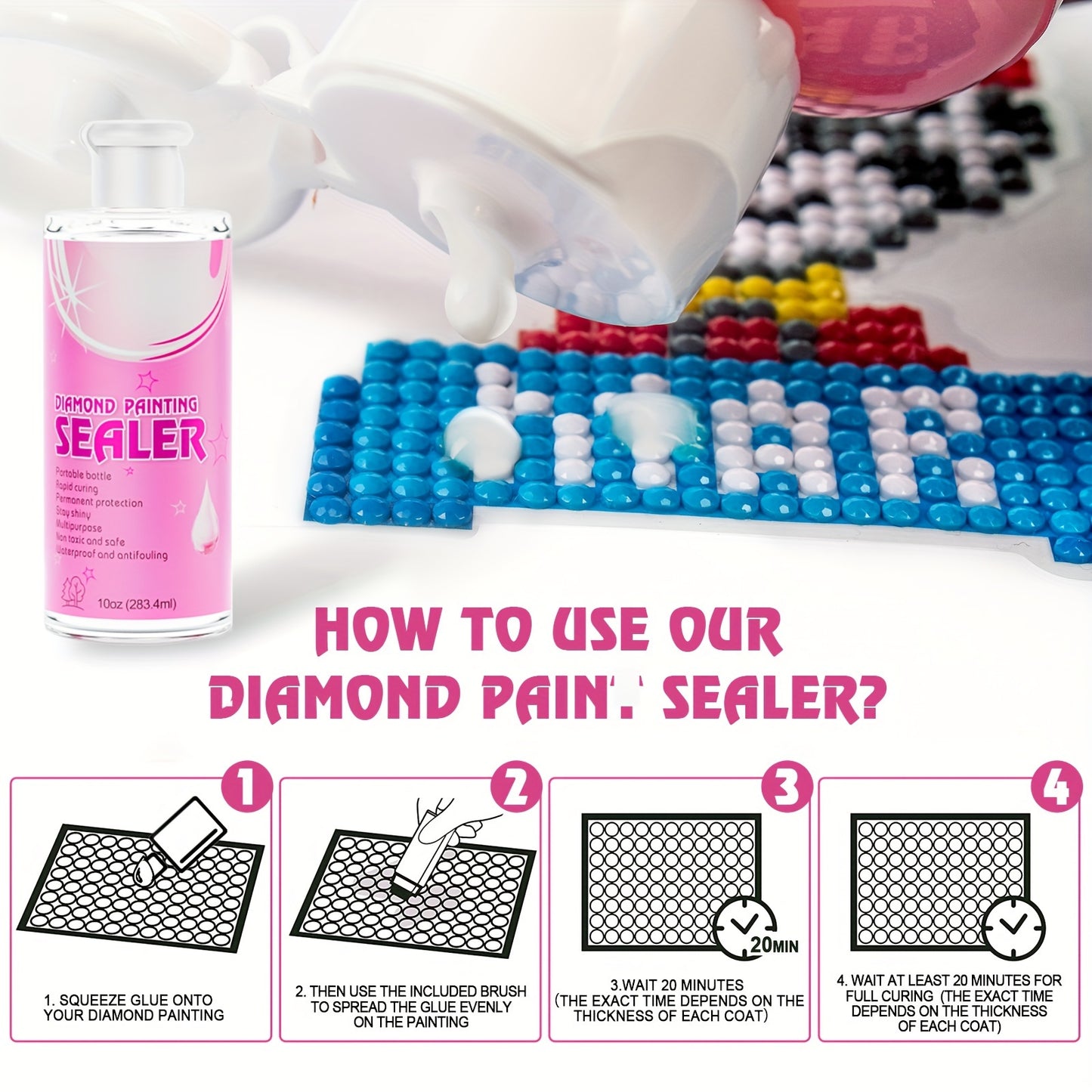 PUDUO Diamond Painting Sealant Kit With Brush Tool