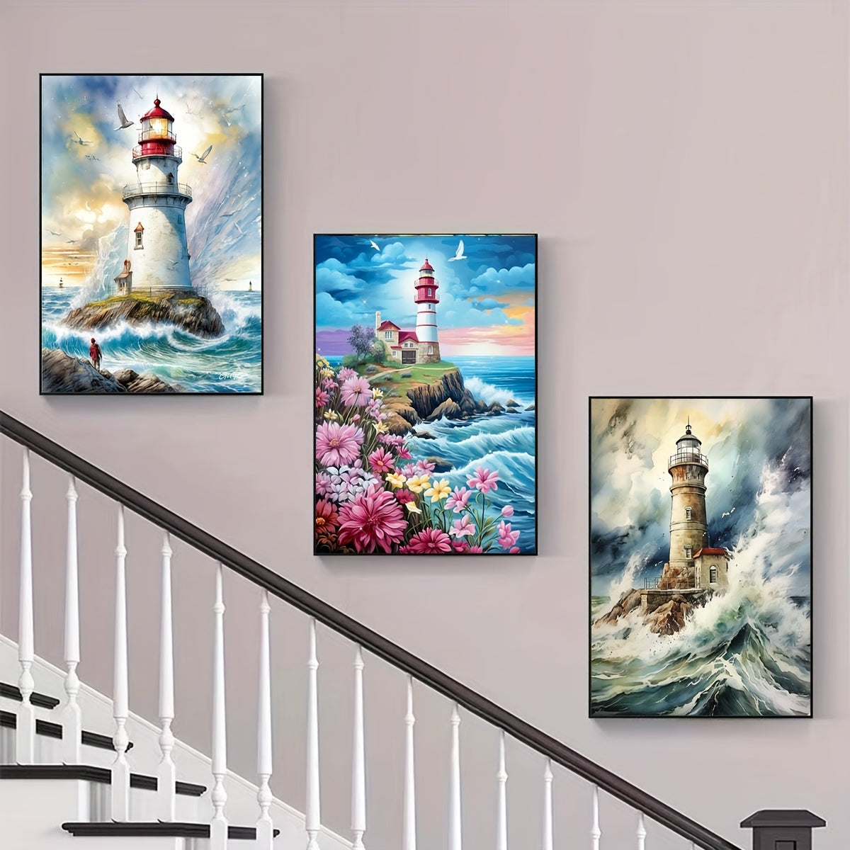 Lighthouse Coastal Diamond Painting Kit With Round Diamonds Full Drill