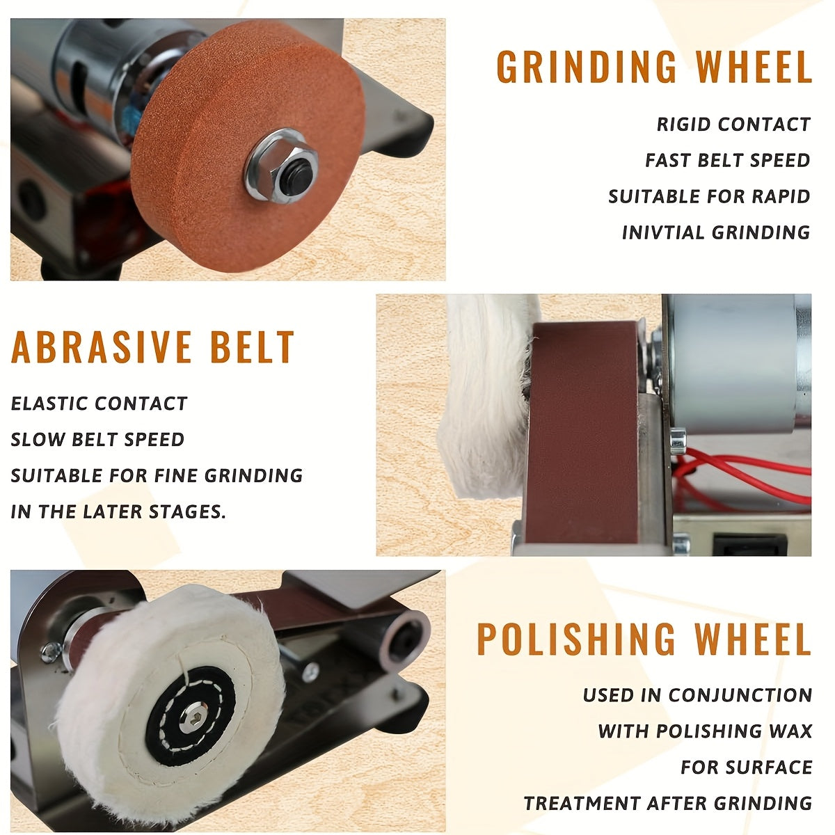 Mini Electric Belt Sander 7 Speed Control 10 Belts 110V