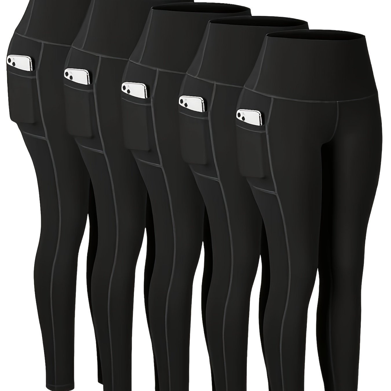 Women's Plus-Size High-Waisted Yoga Pants With Pockets