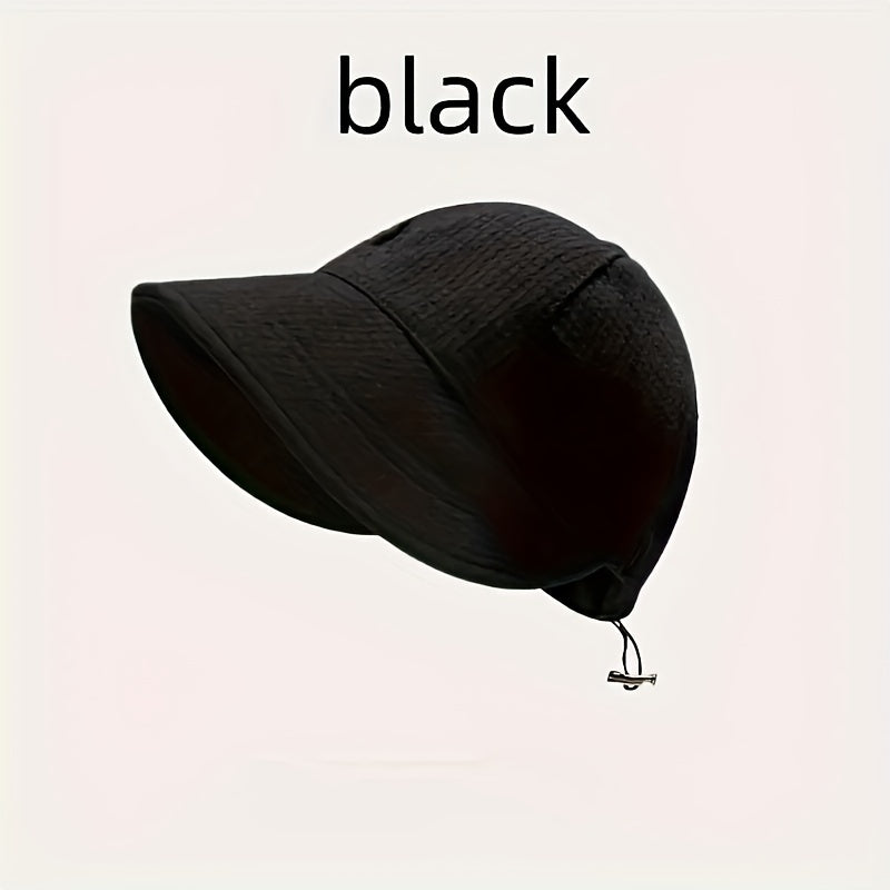 2 Random Color Women's Wide Brimmed Sun Hats, Resistant Hiking And Fishing Hats, Solid Color Fisherman Hats, Adjustable Drawstring Outdoor Beach Sun Hats, Foldable Ponytail Hats