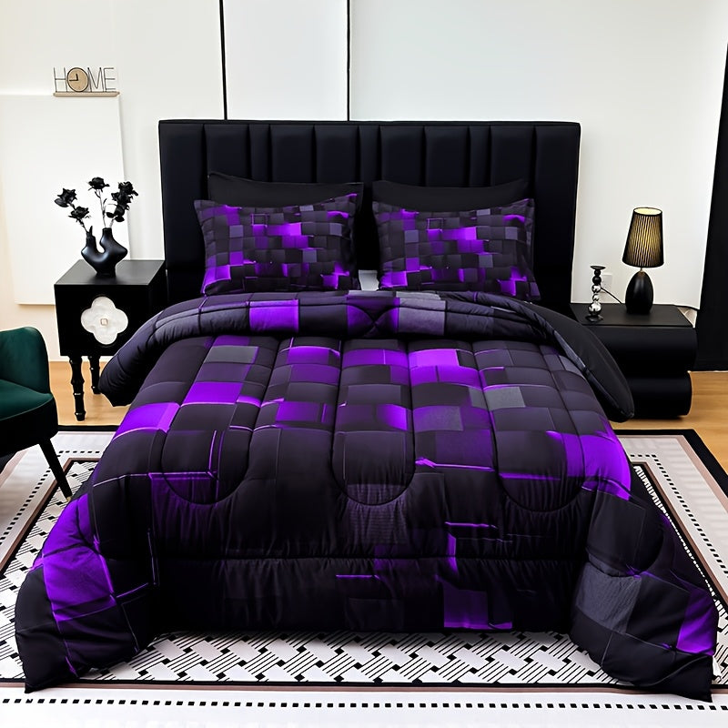 2/3pcs Solid Color Diamond Pattern Large & Extra-Large Bed Sheet Sets Soft Comfortable And Ultra-fine Fiber Filled Lightweight Fabric Breathable Quilt Easy to Take Care Of Equipped with Quilts And Pillowcases Luxurious Qualit