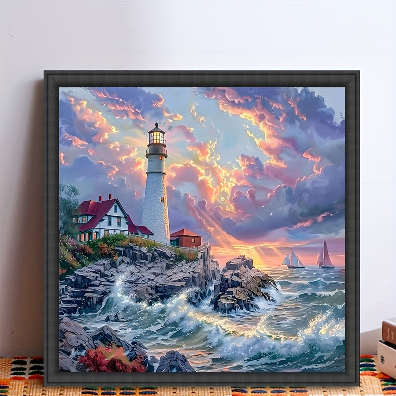 Round Diamond Painting Kit Full Drill Mosaic Art Castle Scene