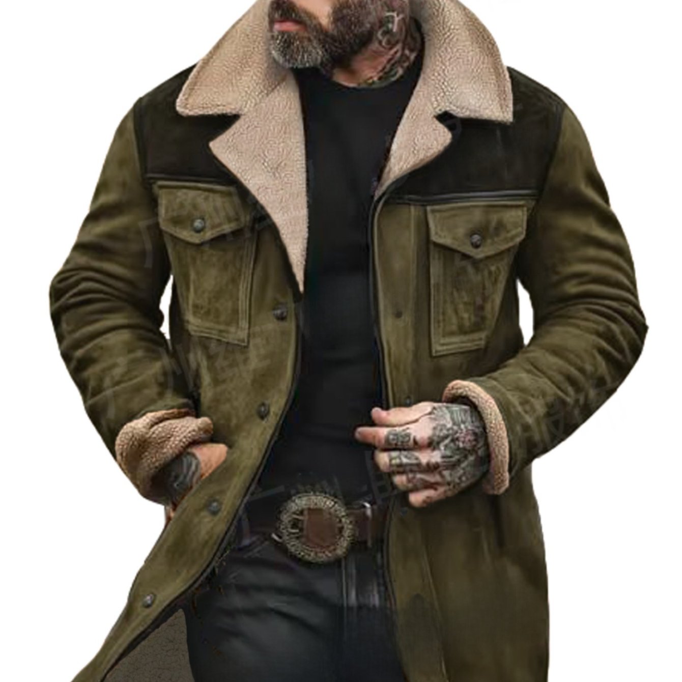 Men's Winter Single-Breasted Jacket With Multi-Pocket Design