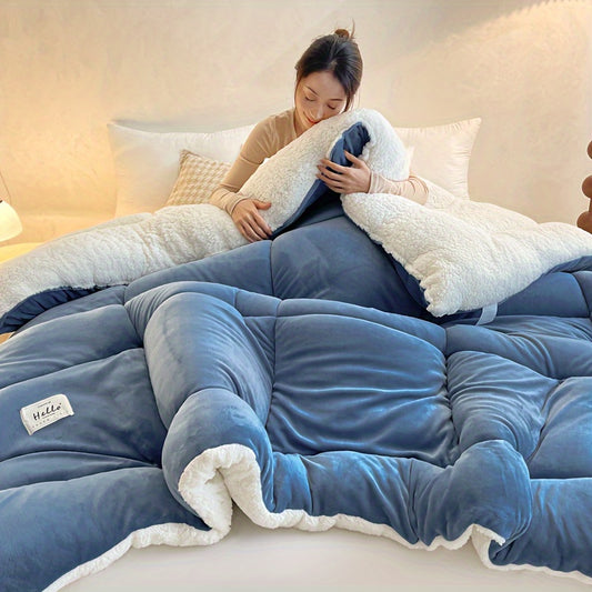 ASPMIZ Thick Soft Comforter Lamb Quilt All Season Breathable Bedding