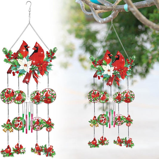 Cardinal Wind Chimes Diamond Art Suncatchers for Home Garden Decor