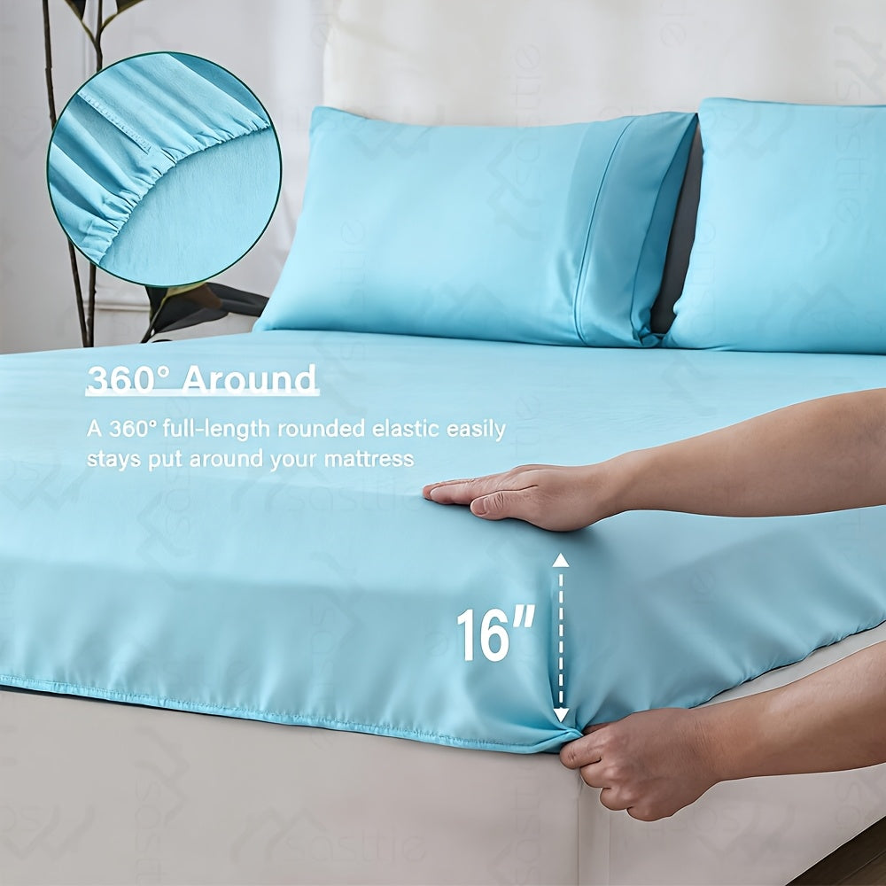 SASTTIE Bamboo Bed Sheet Set Ultra Soft Breathable All Season