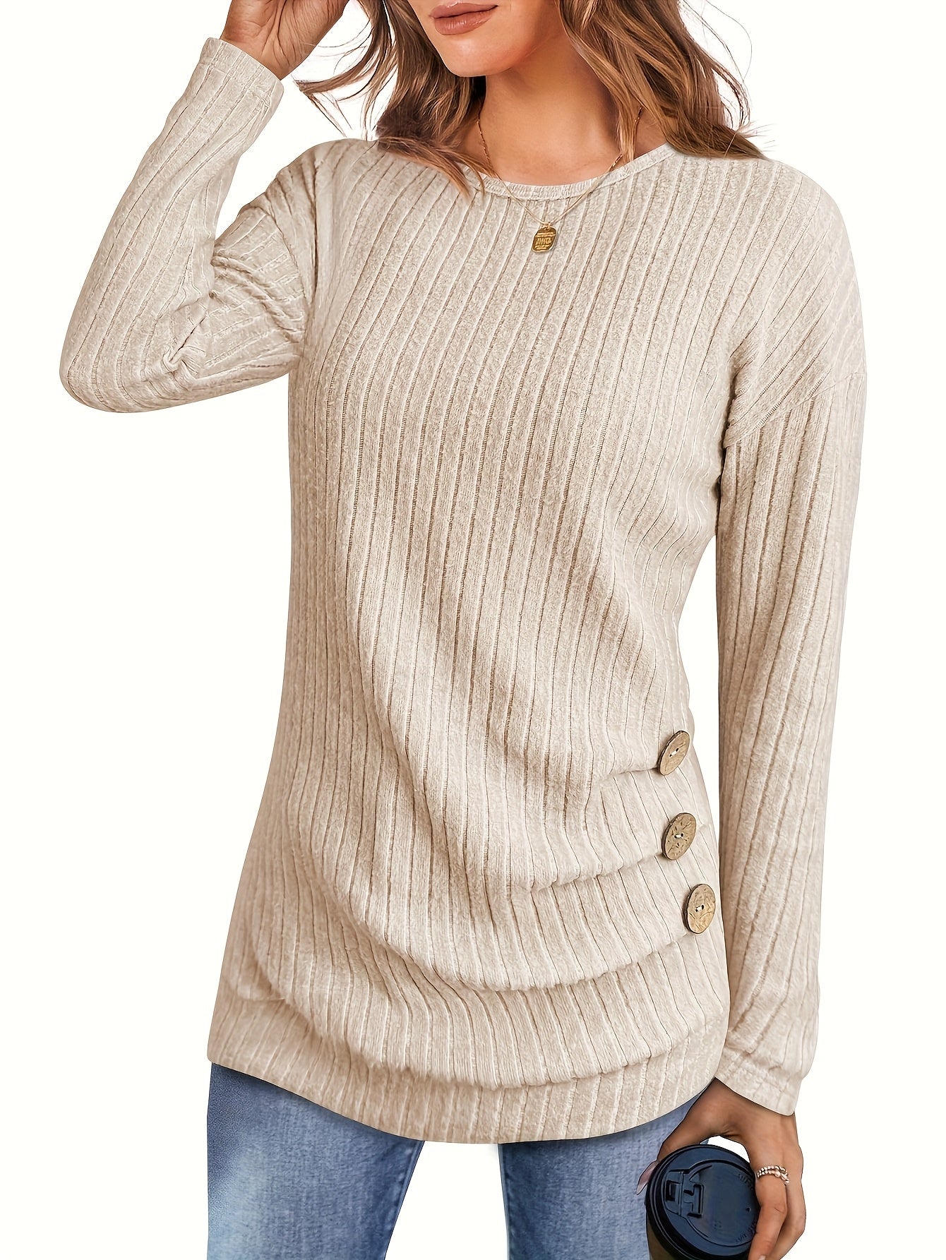 Women's Long Sleeve Cropped Button Shirt Lightweight Sweater