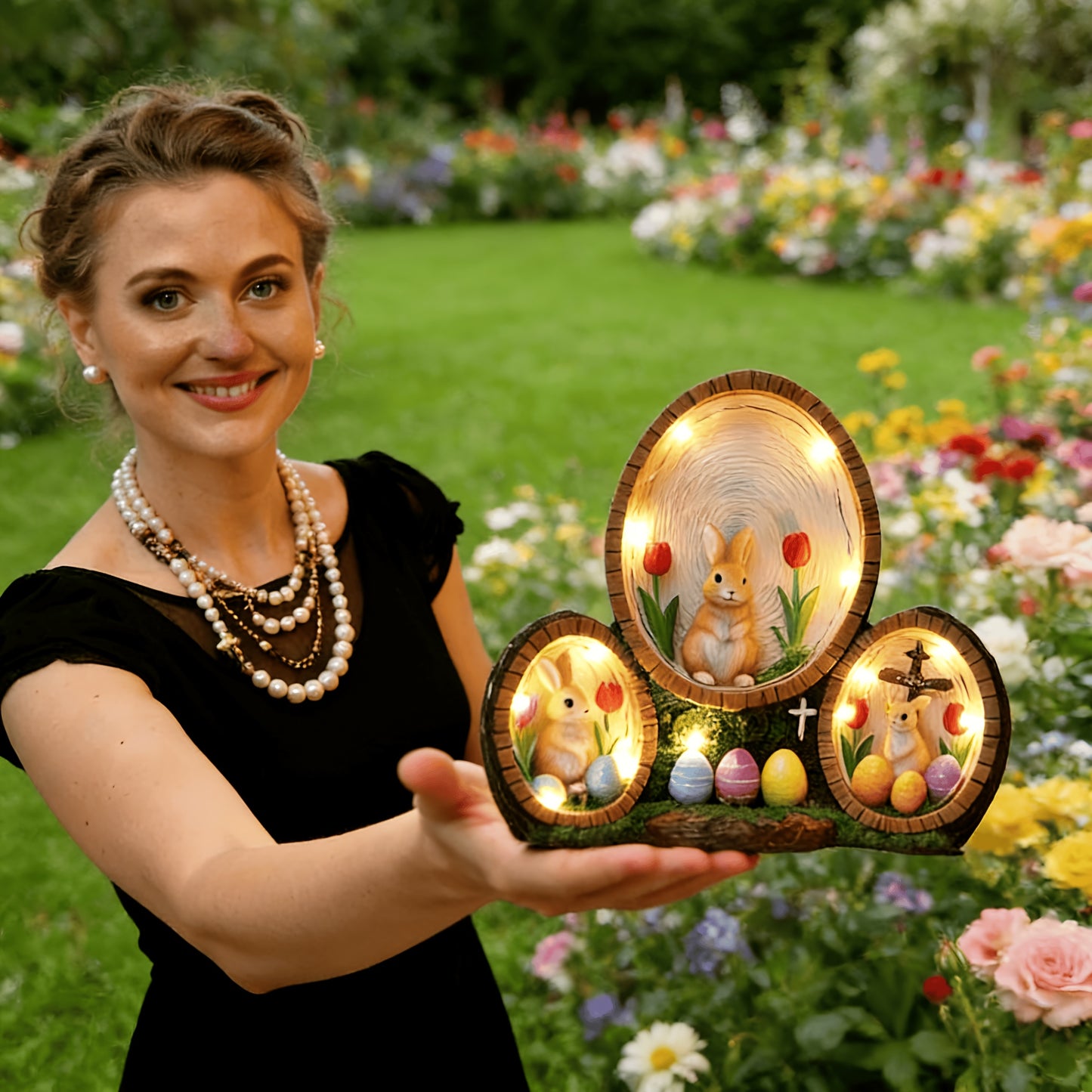 Essential for Easter: Luxurious Handcrafted Resin Tulip Rabbit Egg Ornaments, Decorations Featuring The Cross of, Gifts for Valentine'S Day, And Glowing Home Decor