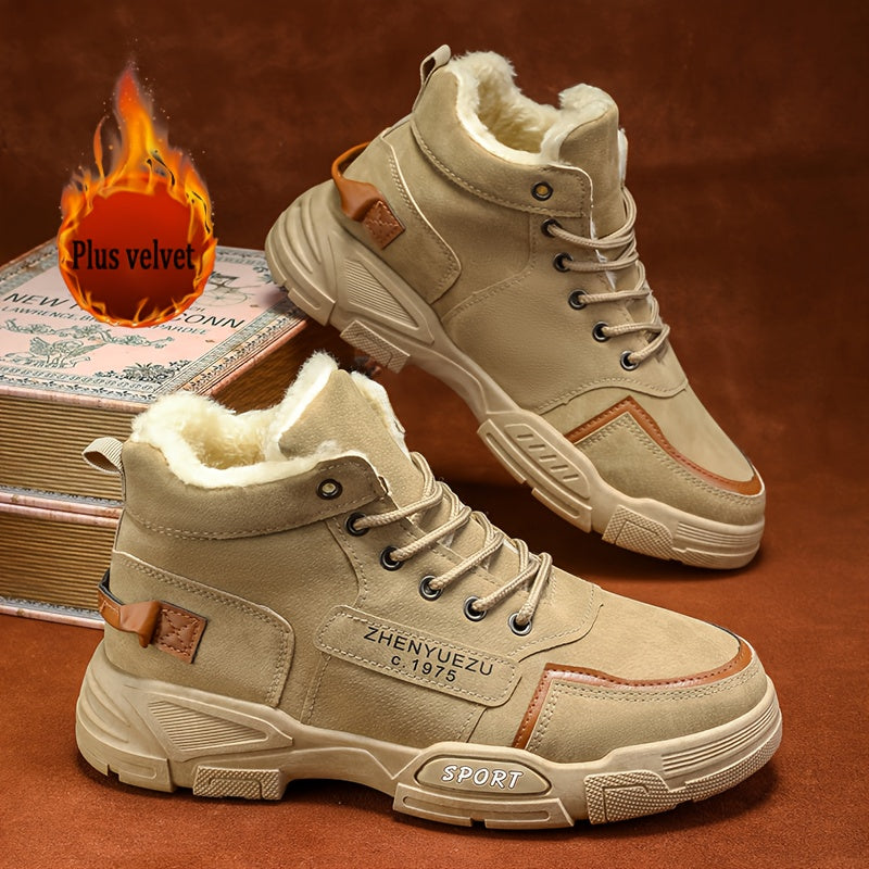 Zhenyuezu Winter High Top Fleece Lined Snow Boots Outdoor