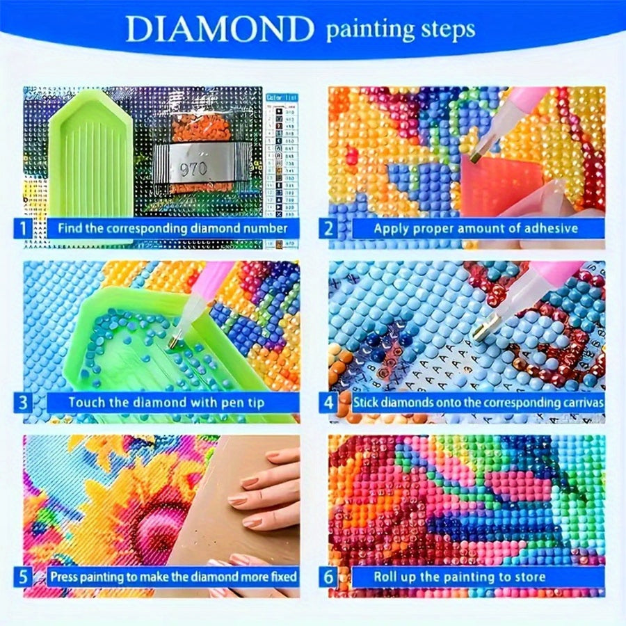 5D Diamond Painting Kit Stained Glass Last Supper Round Diamonds