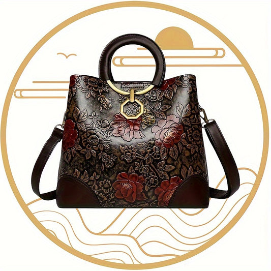Vintage Exquisite Style Elegant Women's Bag Floral Print Crossbody Handbag