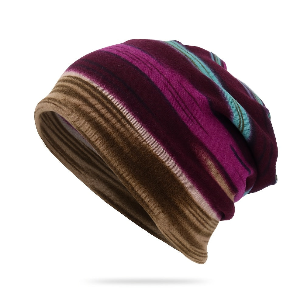 Four Pack Striped Beanie Hats Unisex Pullover For Outdoor