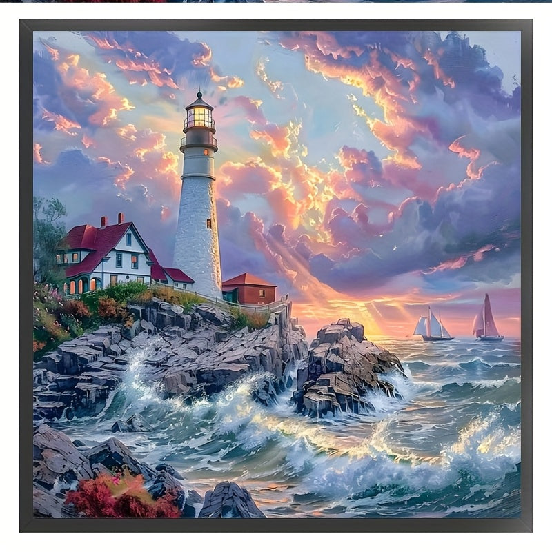 Round Diamond Painting Kit Full Drill Mosaic Art Castle Scene