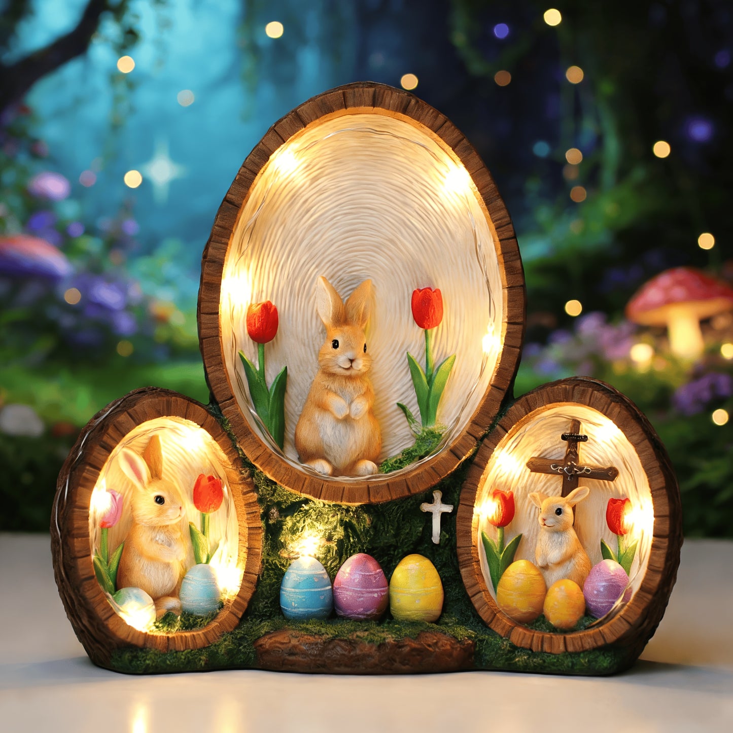 Essential for Easter: Luxurious Handcrafted Resin Tulip Rabbit Egg Ornaments, Decorations Featuring The Cross of, Gifts for Valentine'S Day, And Glowing Home Decor