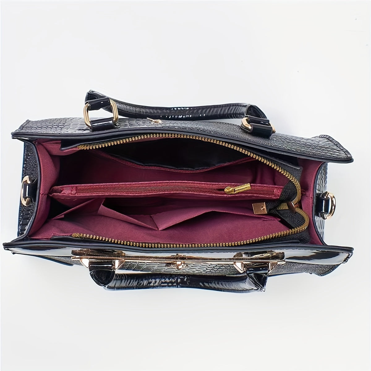 Elegant Crocodile Handbag Red Pattern Large Capacity Bag