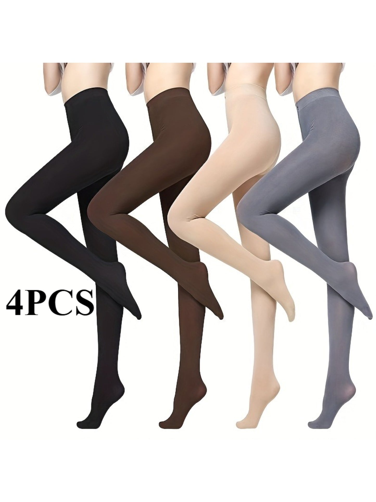 Solid Color Women's Winter Leggings With Elastic Waist Footed Seamless