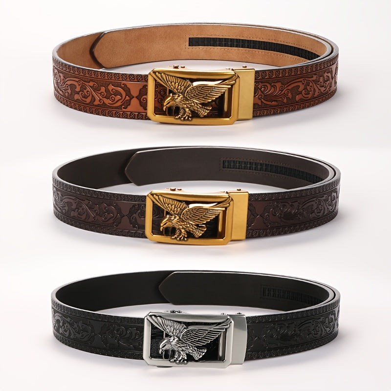 2 Pack Genuine Leather Belts For Men With Adjustable Quick Release Buckle