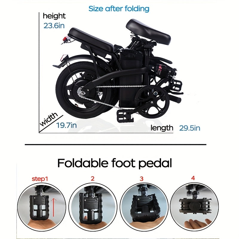 Foldable Electric Bicycle 48V 20 MPH Range 18 28 Miles