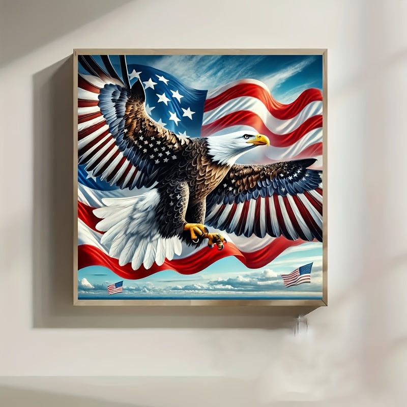 Patriotic Eagle Diamond Art Kit Round Mosaic Wall Decor