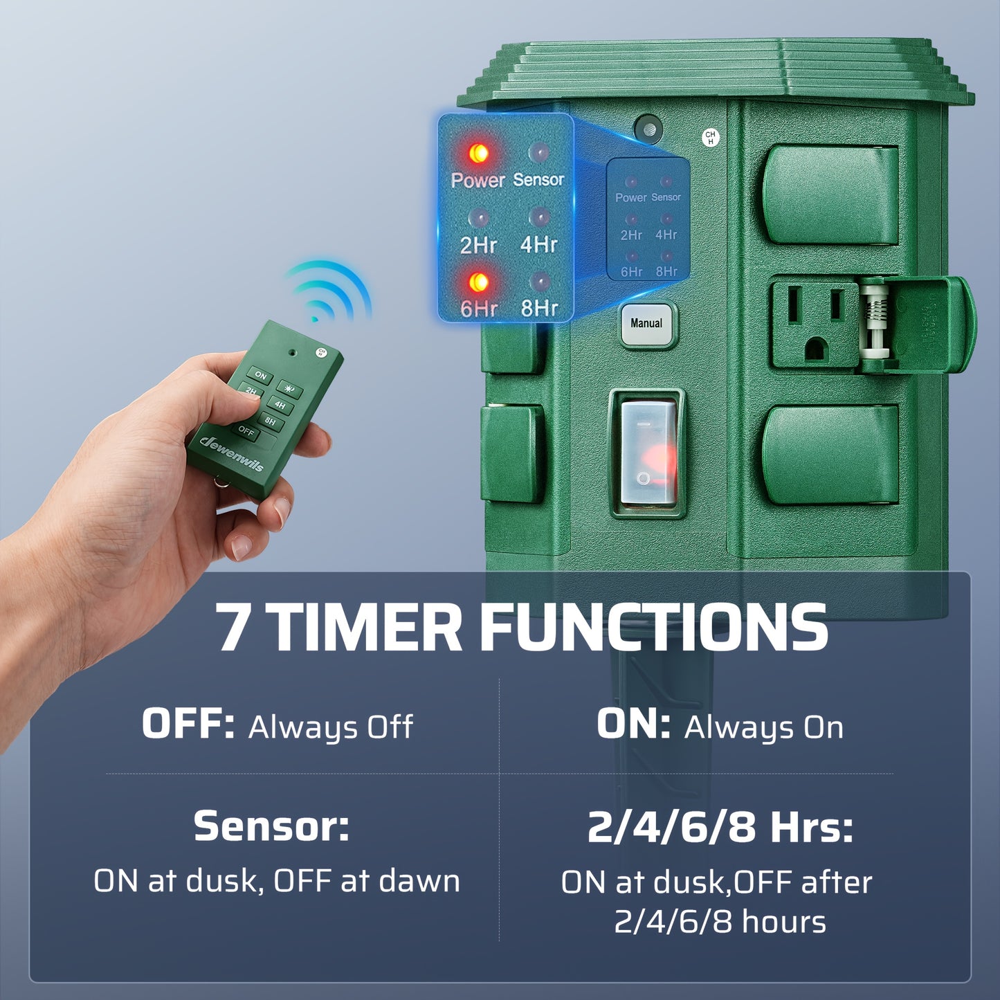 Dewenwils Power Stake Timer With Photocell Outlets Dusk To Dawn