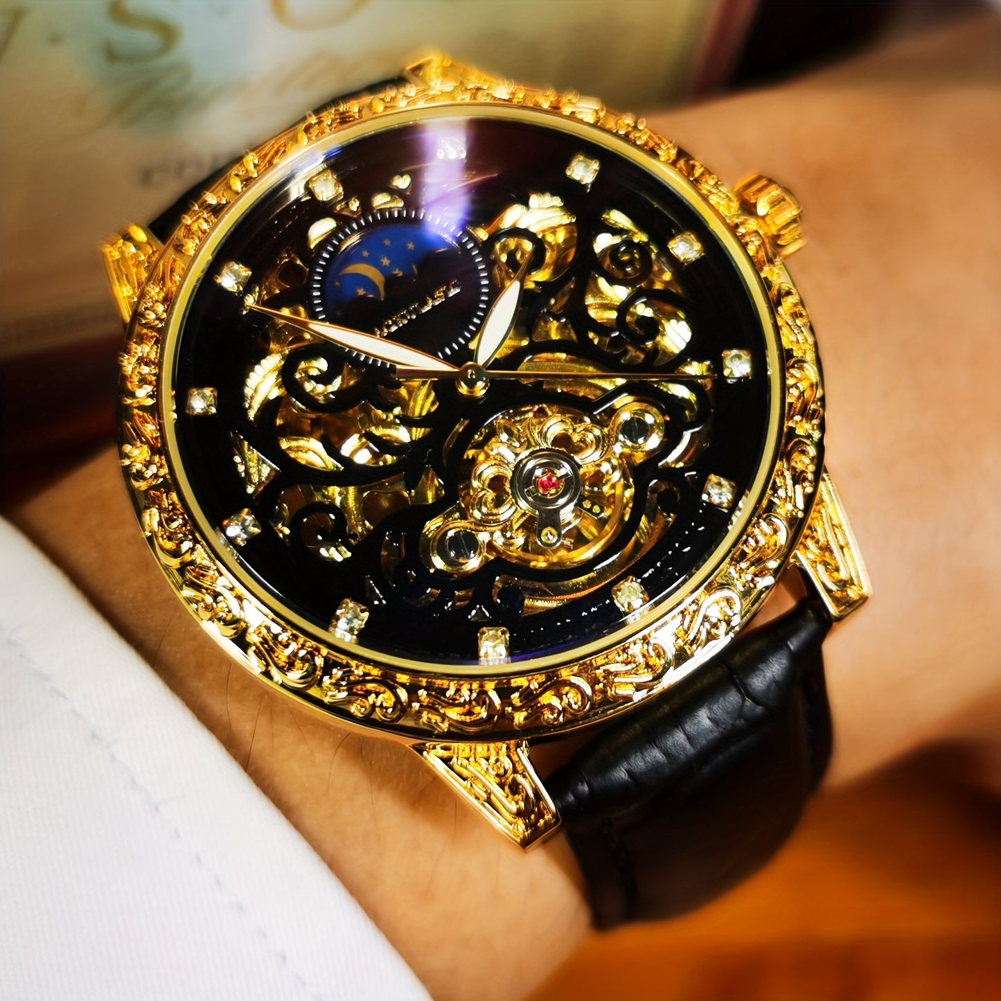 AOKULASIC Luxury Mechanical Watch Stainless Steel With Luminous Pointer