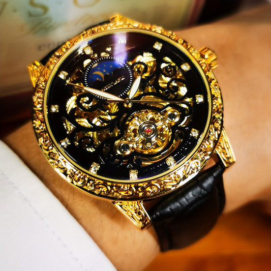 AOKULASIC Luxury Mechanical Watch Stainless Steel With Luminous Pointer