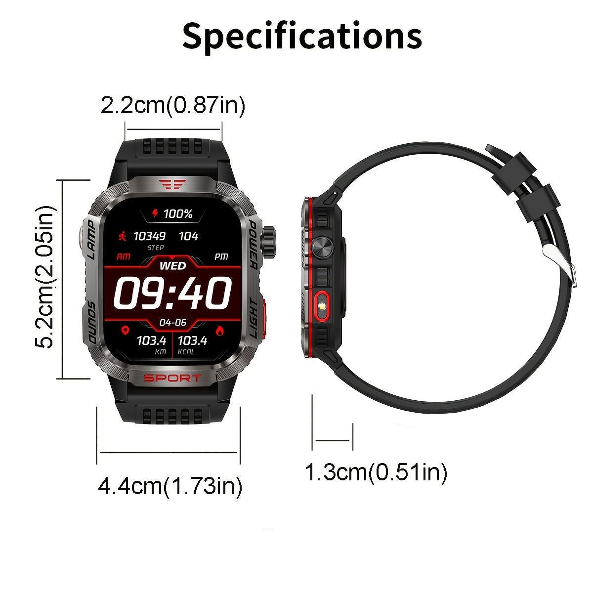 COIUSOR Outdoor Smartwatch with LED Flashlight and Fitness Tracker