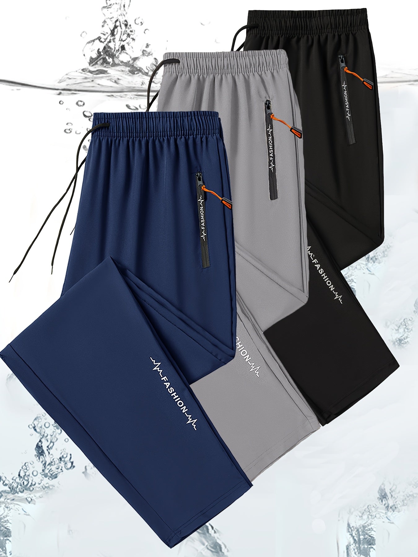 3 Pack Mens All Season Workout Pants With Zipper Pocket