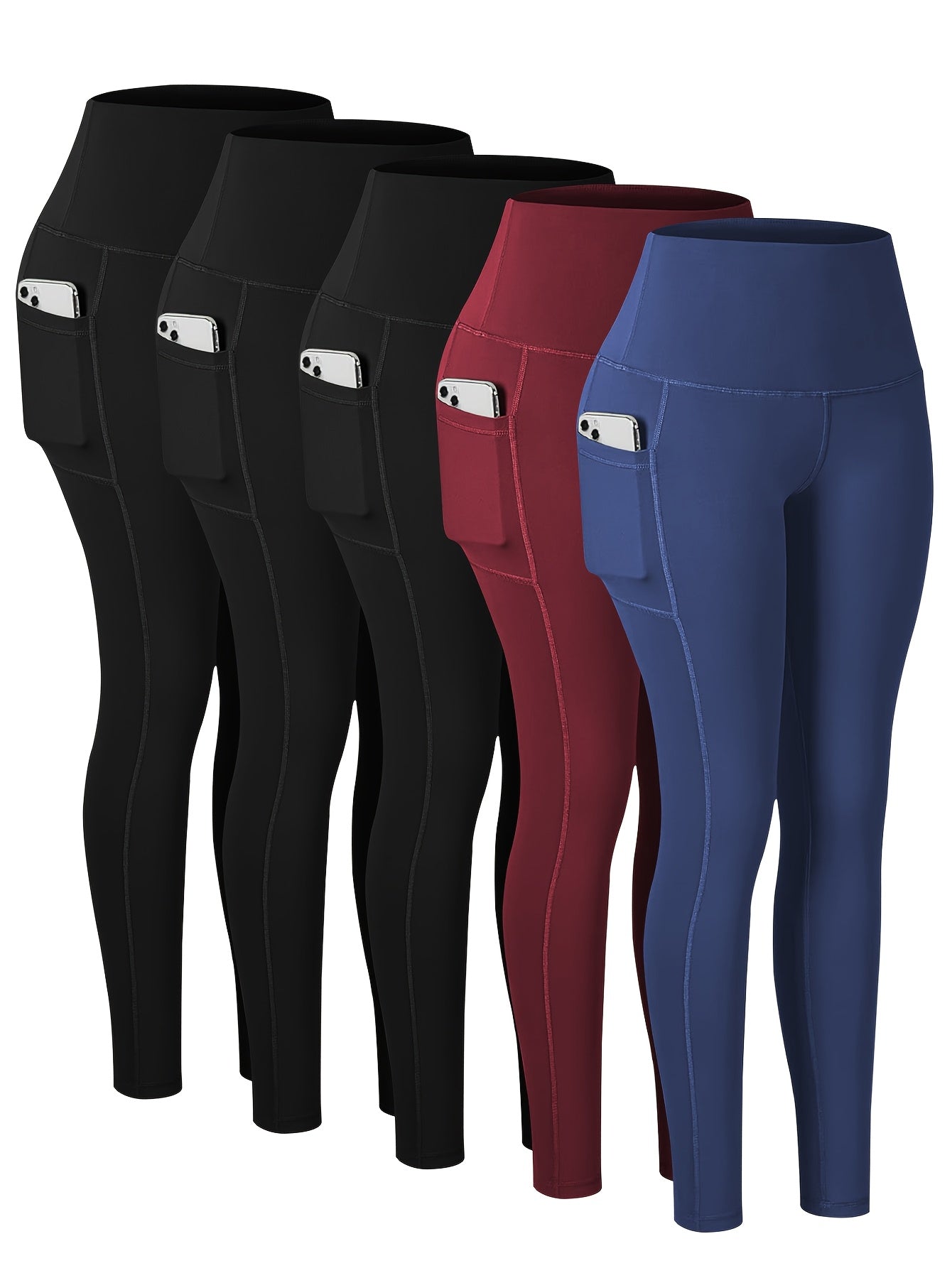 Women's Plus-Size High-Waisted Yoga Pants With Pockets