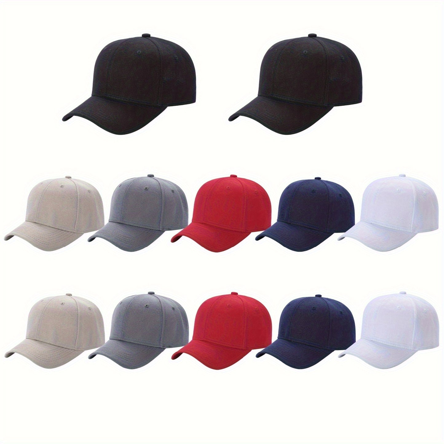 12 Pack Bulk Multicolor Adjustable Blank Baseball Caps