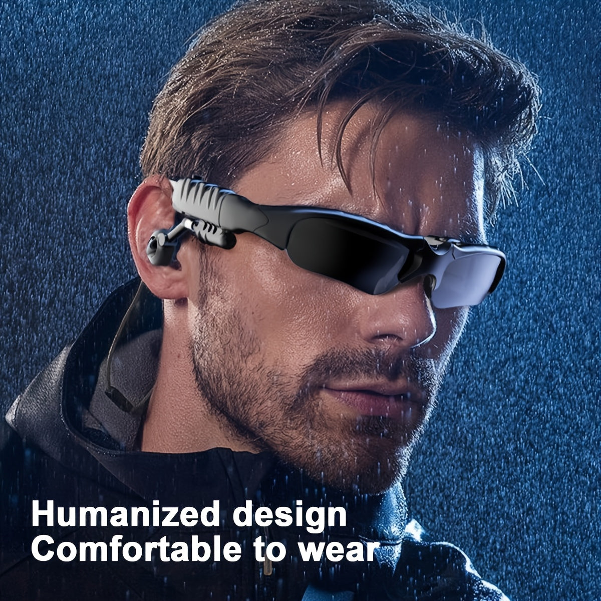 Wireless Glasses Wireless Headset, Support Hands-free Calls And Music, Smart Glasses, Plastic Opening And Closing Design, Volume Control Button, Built-in Condenser Microphone, USB Charging, 30 MAh Rechargeable Polymer Battery