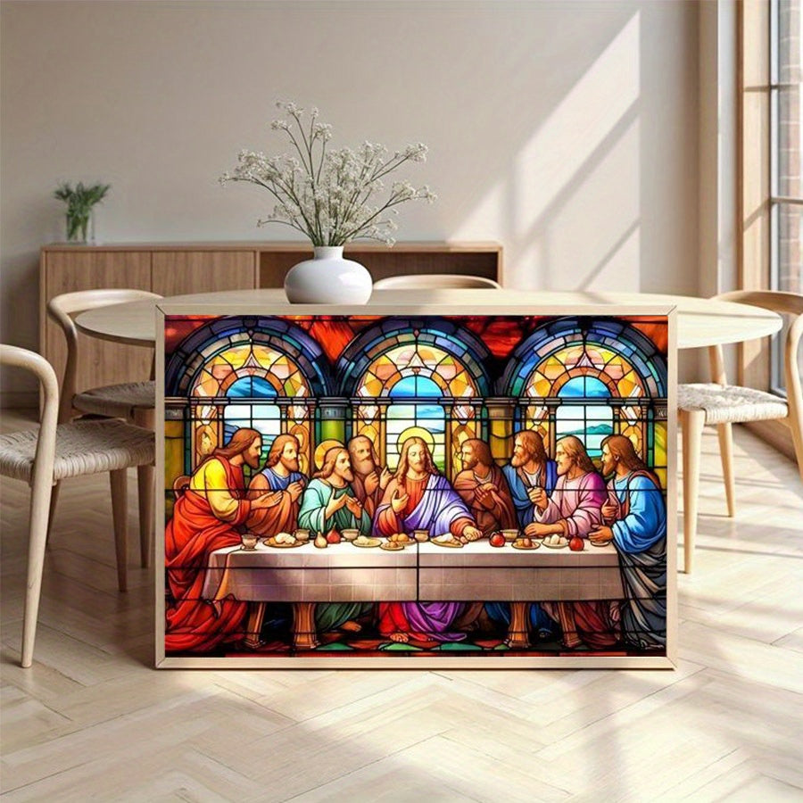 5D Diamond Painting Kit Stained Glass Last Supper Round Diamonds