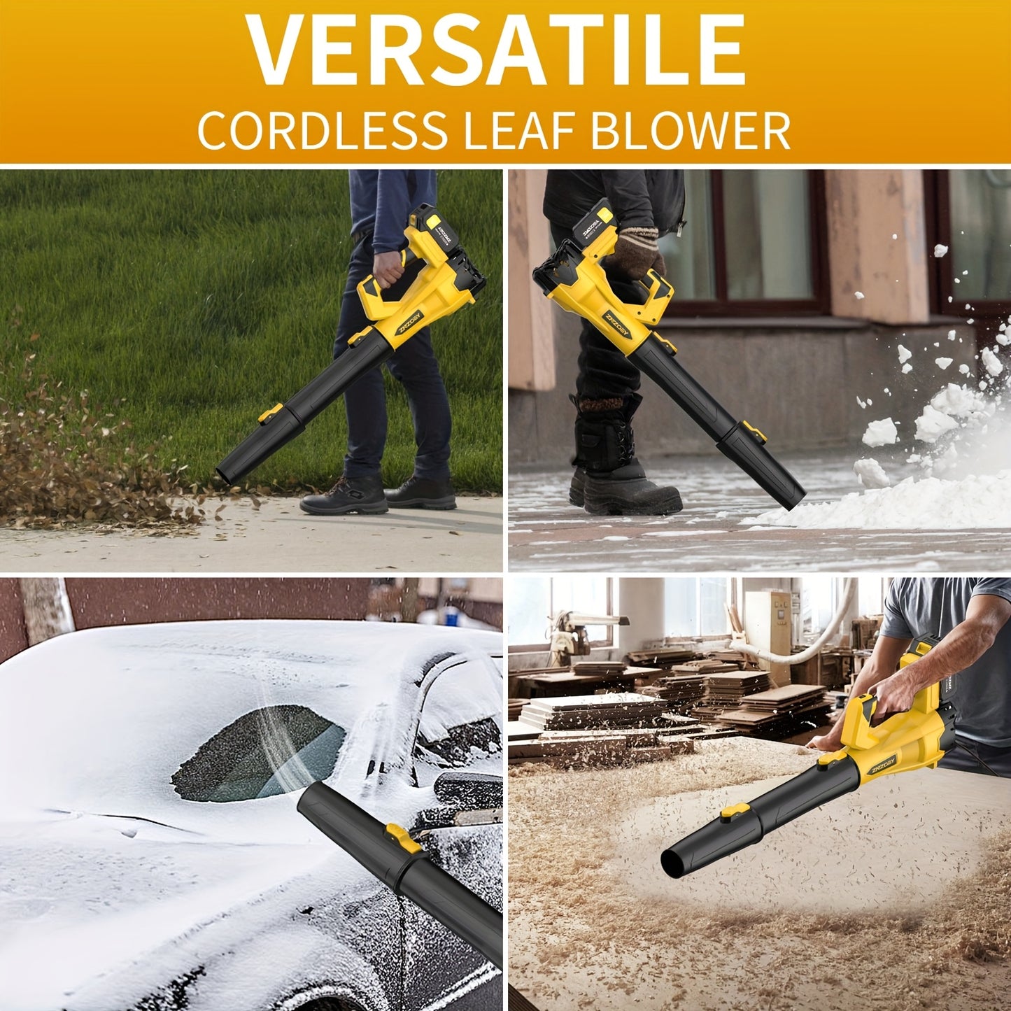 ZNZOEY Cordless Leaf Blower With 4.0Ah Battery And 580CFM