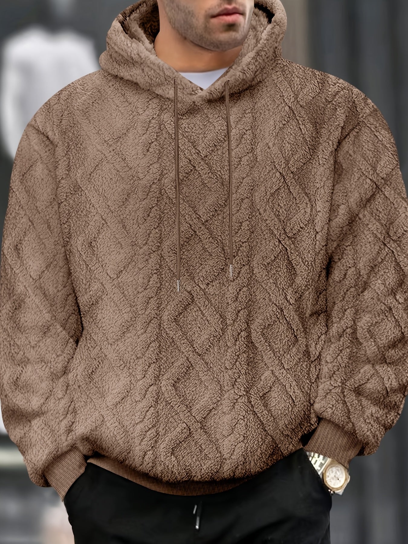 Men's Hooded Sweatshirt With Slight Stretch Polyester