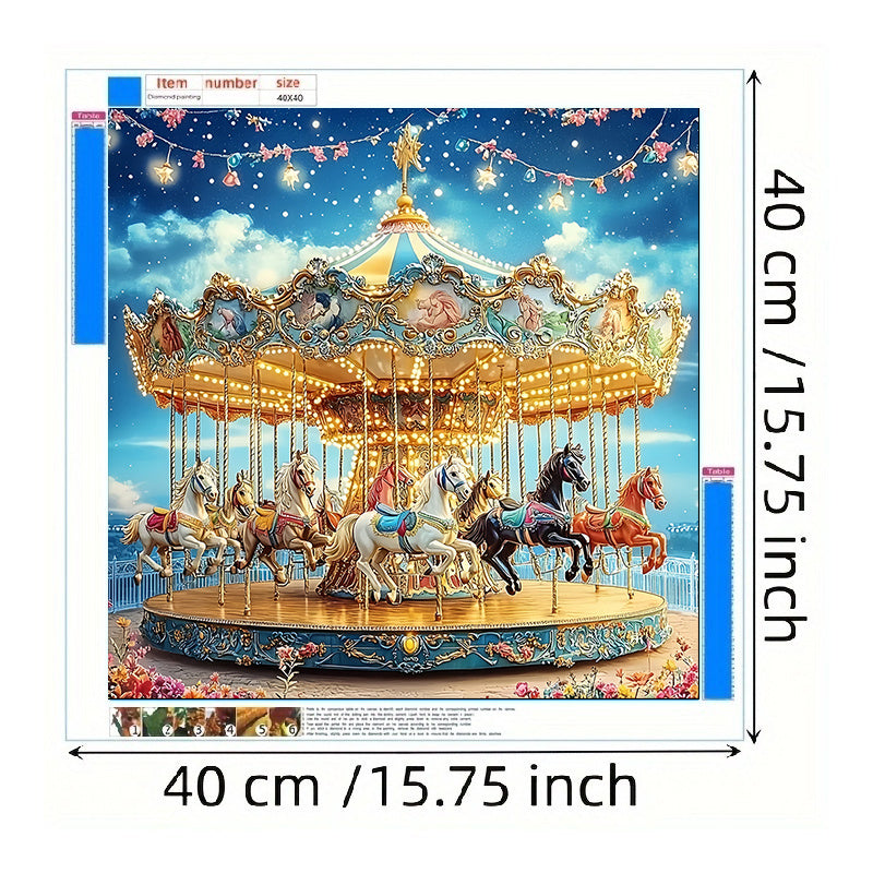 5D Diamond Painting Round Crystal Diamonds 3D Landscape Carousel Art