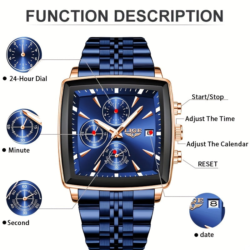 LIGE Men's Quartz Analog Watch With Date Calendar Outdoor Sports