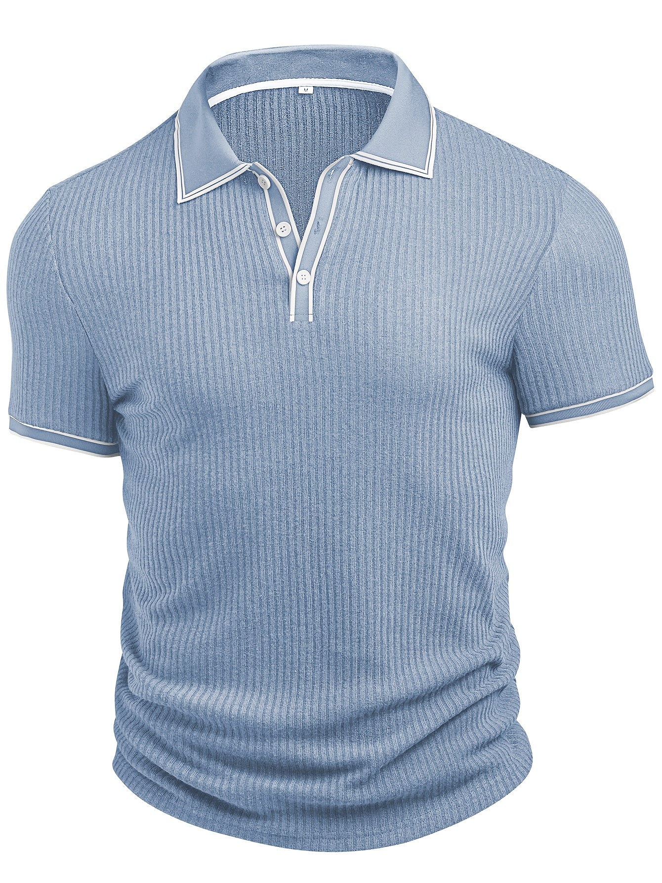 CLQWECollar Men's Polo Shirt Block Pattern Short Sleeve Collar